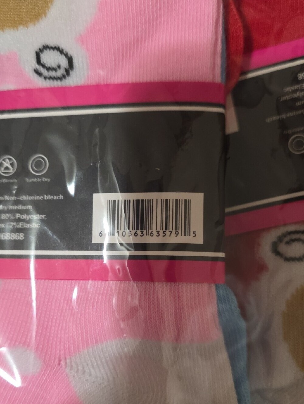 Kids Polka Dot Monkey Character Ankle Socks - Pink, Purple, Black, Red, Blue - Picture 2 of 4
